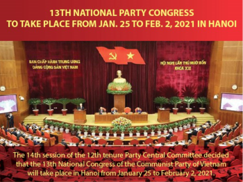 13th National Party Congress to take place from Jan. 25 to Feb. 2, 2021 in Hanoi